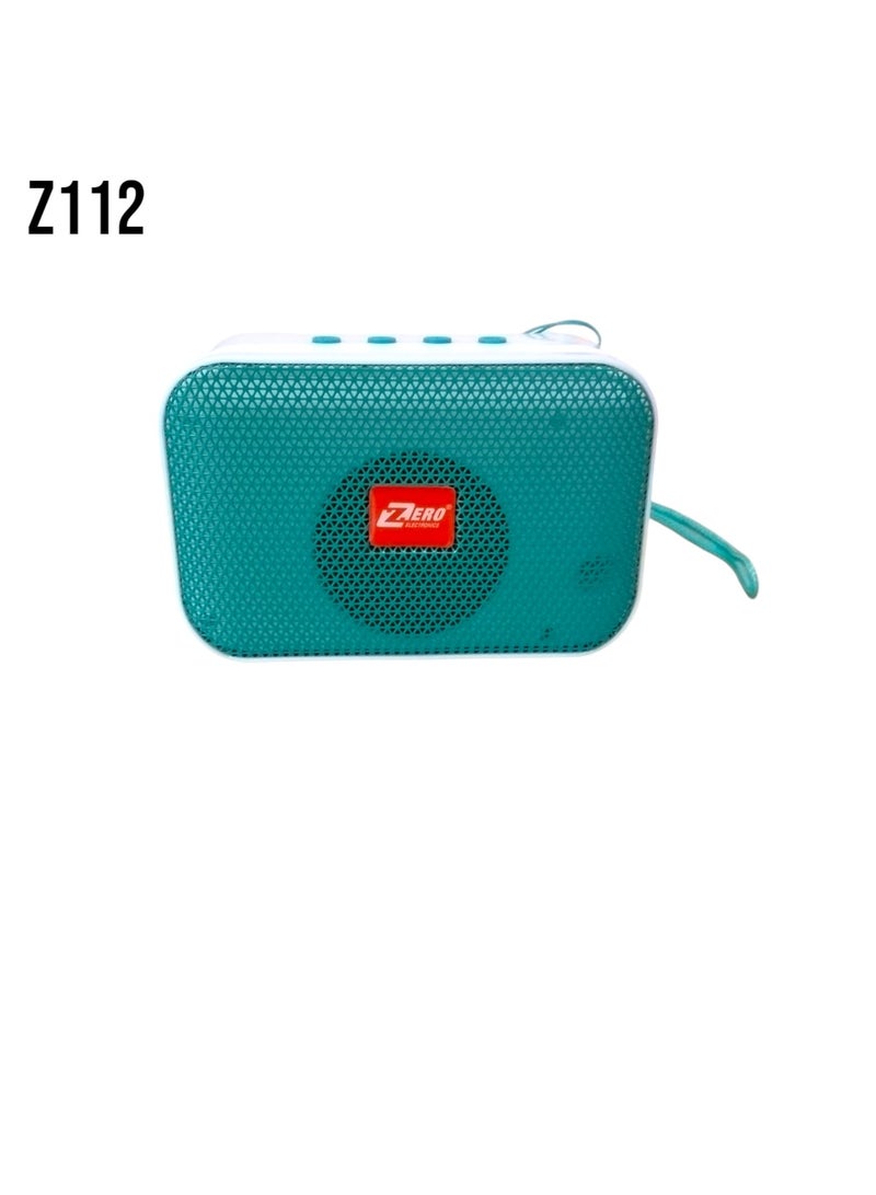 زيرو مكبر صوت محمول بتقنية البلوتوث من زيرو Z112 يدعم بطاقة الذاكرة ويو إس بي - أخضر- أبيض