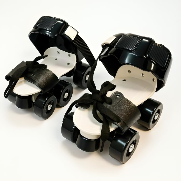 Sky Tech® Latest Designed Unisex Roller Skates for Kids Age Group 5-15 Years Adjustable 4 Wheels Inline Skating Shoes - Minimum Size 17 cm and Maximum Size 23 cm (Black) - Image 1