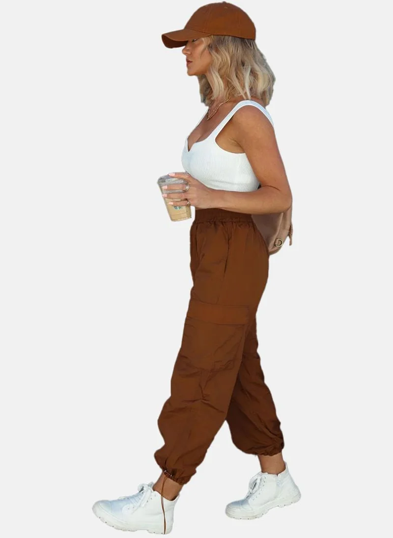 YUNIQEE Brown High Rise Jogger Trousers