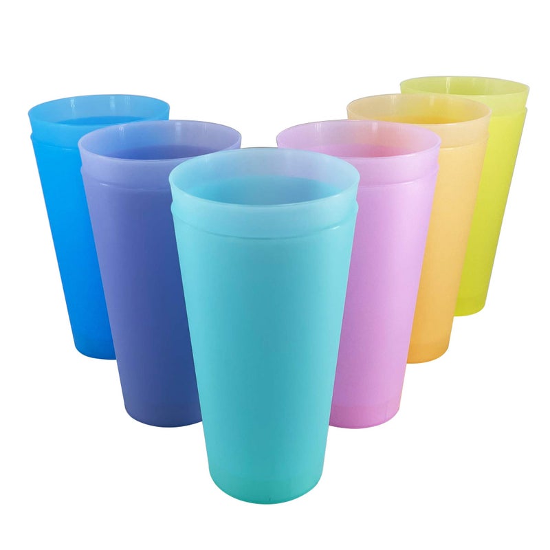 WEXINHAO 32 oz Large Plastic Cups Unbreakable Drinking Cups set of 12 BPA Free Dishwasher Safe Big Tumbler sets Reusable Kids Cup set for Kitchen Outdoor