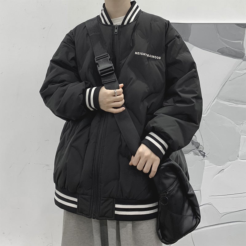 American-Style Retro Baseball Cotton-Padded Coat For Boys Winter Ins High Street Tide Brand Fashionable All-Match Loose Thickened Warm Jacket - Image 3