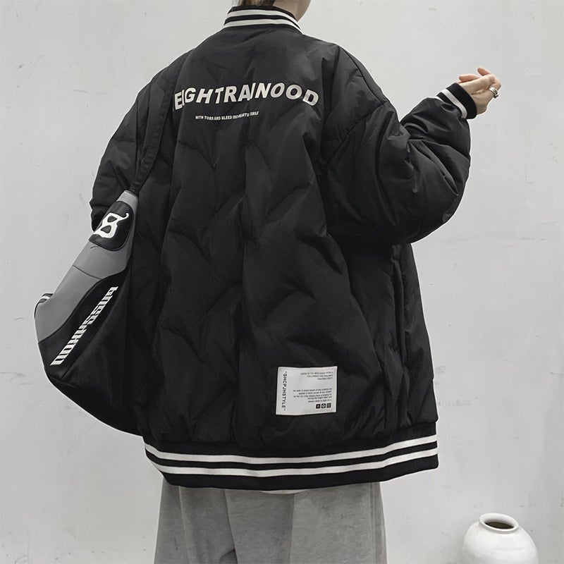 American-Style Retro Baseball Cotton-Padded Coat For Boys Winter Ins High Street Tide Brand Fashionable All-Match Loose Thickened Warm Jacket - Image 5