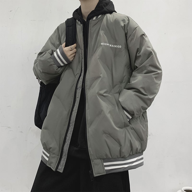 American-Style Retro Baseball Cotton-Padded Coat For Boys Winter Ins High Street Tide Brand Fashionable All-Match Loose Thickened Warm Jacket - Image 4