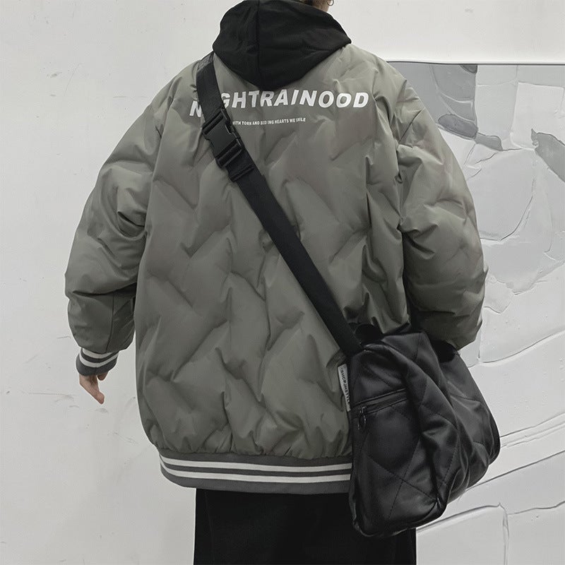 American-Style Retro Baseball Cotton-Padded Coat For Boys Winter Ins High Street Tide Brand Fashionable All-Match Loose Thickened Warm Jacket - Image 2