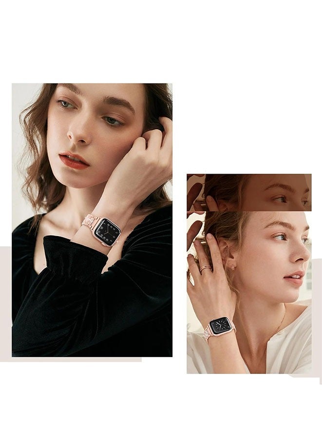 Beauenty Compatible with Apple Watch Band 38mm 40mm 41mm Series 9 8 7 6 5 4 3 2 1 SE 1/ SE 2 for women, Bling Replacement Bracelet iWatch Band, Sparkle Diamond Rhinestone Stainless Steel Metal Wristband - Image 5