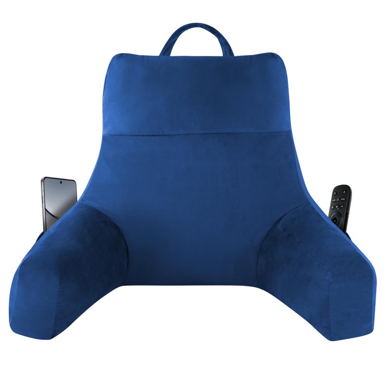 IPYNBAP Back Pillow for Bed Sitting up, Reading Pillow for Sitting in Bed Adult, Back Support Pillow, Memory Foam Sit up Lounge Backrest Pillow with Arms for TV, Couch, Chair, Dorm, 18 Inch, Navy Blue - Image 1