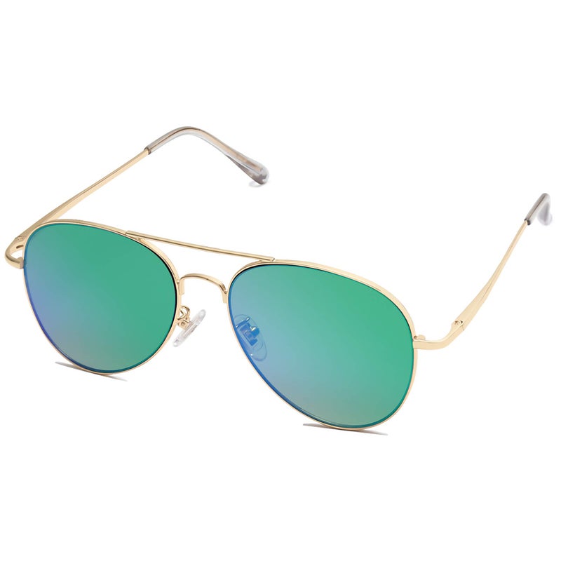 SOJOS Classic Aviator Sunglasses for Women Men Metal Frame Spring Hinges SJ1030, Gold/Greenish Blue - Image 1