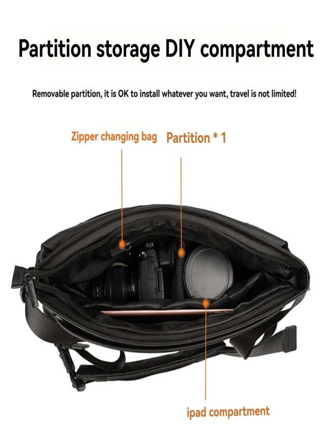 كواتكون حقيبة تصوير كاجوال CWATCUN D92، حقيبة كاميرا بدون مرآة وDSLR، حقيبة كتف واحدة، حقيبة كروس بودي، سعة كبيرة، حزام ثلاثي القوائم قابل للتعديل في الأسفل، مقاومة للماء والخدش ومتينة مع فواصل قابلة للإزالة والطي، مقاس D92 M - Image 3