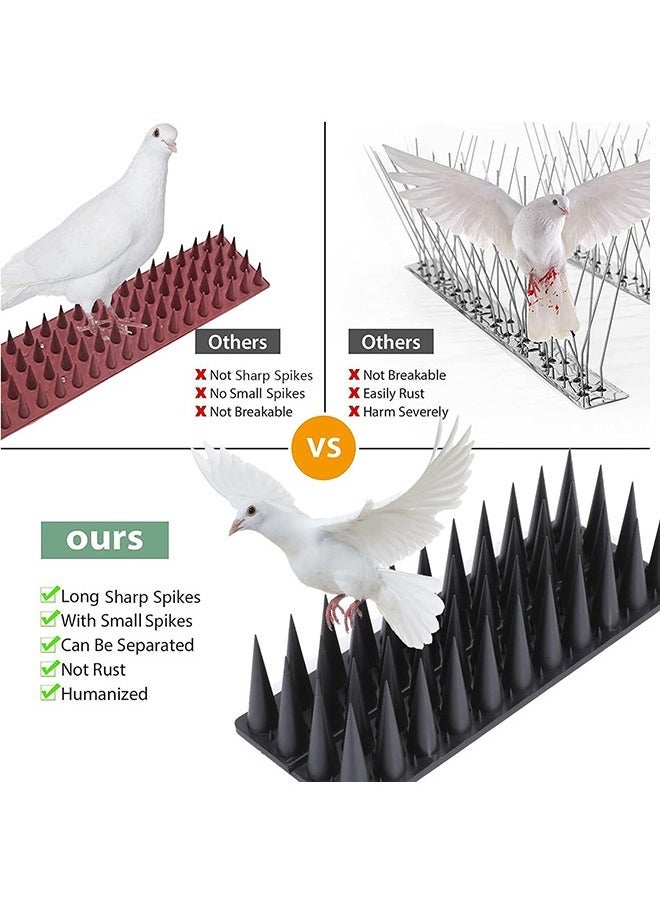 Arabest Bird Spikes, 20 Pack Bird Nails for Birds, Pigeons, Squirrels, Cats, Bird Defensive Nails for Outdoors, Keep Birds Away, Plastic Fence Nails for Railings and Roofs (Black) - Image 2