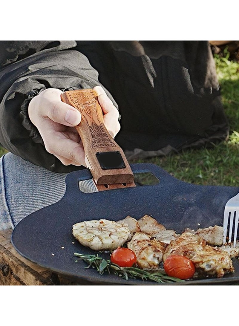 CMGTYYD. مقبض مقبض مقاوم للحرارة مع إكسسوارات طبخ آمنة قابلة للتعديل مع مقبض خشبي قابل للإزالة ، للطهي في الأماكن الداخلية والخارجية ، والشواء والقلي دائمًا وتتوافق مع التصميم المعدني - Image 4