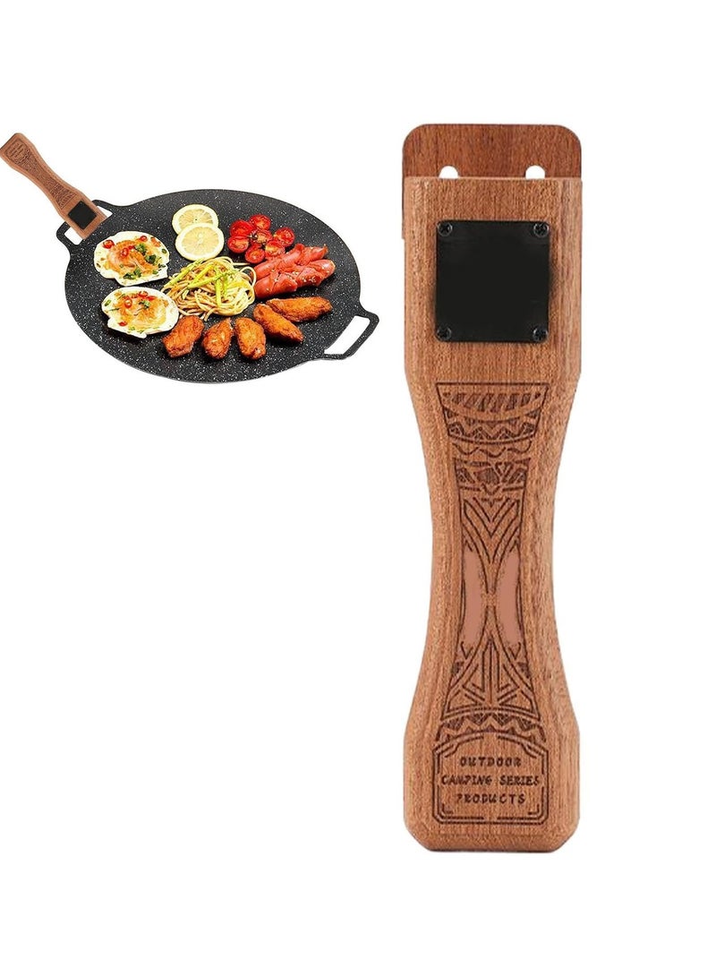 CMGTYYD. مقبض مقبض مقاوم للحرارة مع إكسسوارات طبخ آمنة قابلة للتعديل مع مقبض خشبي قابل للإزالة ، للطهي في الأماكن الداخلية والخارجية ، والشواء والقلي دائمًا وتتوافق مع التصميم المعدني - Image 1