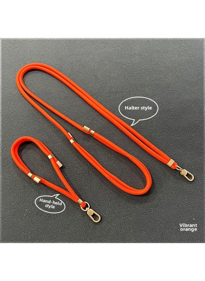 Generic - Free Labeling Best Selling 6mm Mobile Phone Lanyard Neck Slung Adjustable Creative Fashion Lanyard Suit-Specifications:Vibrant Orange [black Back Sticker*2] - Image 1