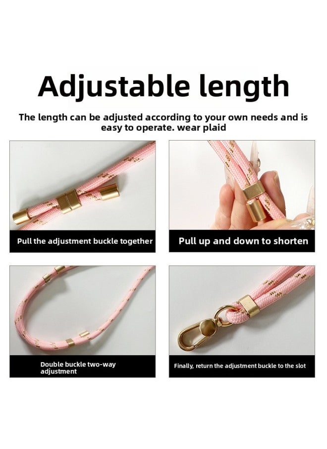 Generic - Free Labeling Best Selling 6mm Mobile Phone Lanyard Neck Slung Adjustable Creative Fashion Lanyard Suit-Specifications:Vibrant Orange [black Back Sticker*2] - Image 1