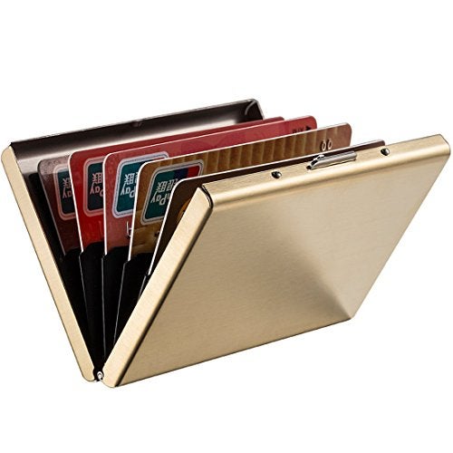 Stealodeal Gold RFID Blocking Metal Debit/Credit (Unisex) Card Holder - Image 1