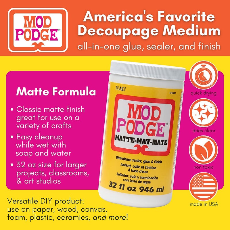 Mod Podge CS11303 Waterbase Sealer, Glue and Finish, 32 oz, Matte - Image 2