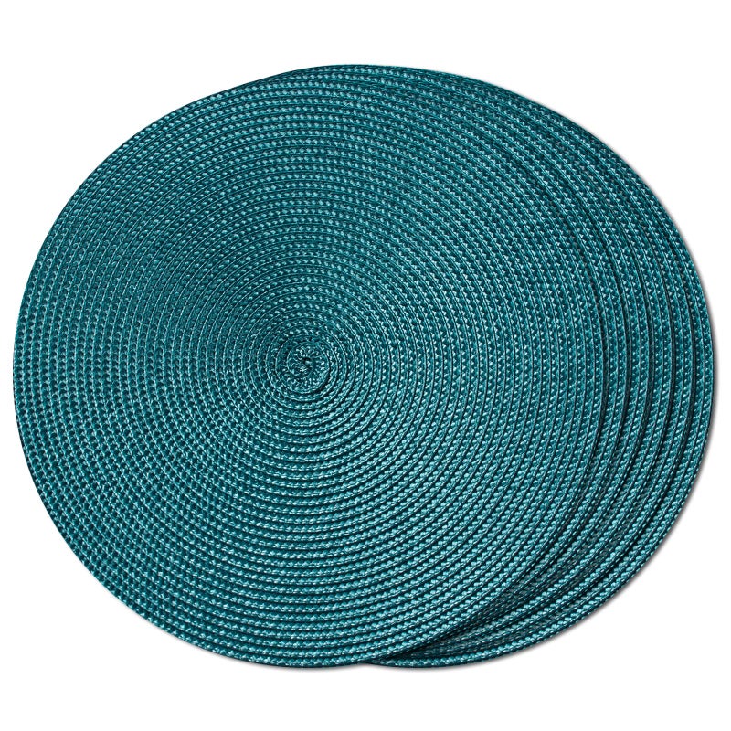 FunWheat Round Braided Placemats Set of 6 Place Mats for Dining Tables Woven Washable NonSlip Table mats Small 13 inchS Teal 6pcs