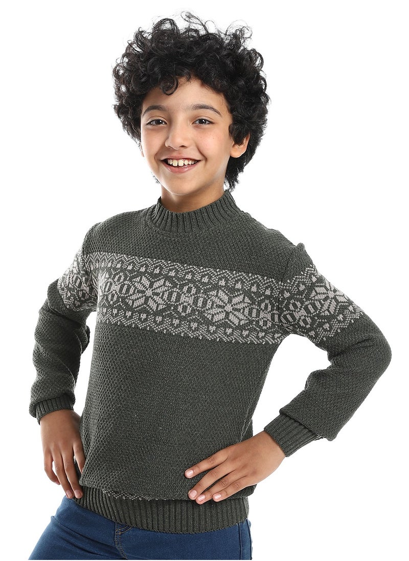Caesar - Wool Boys Pullover With Multi Design - Image 1