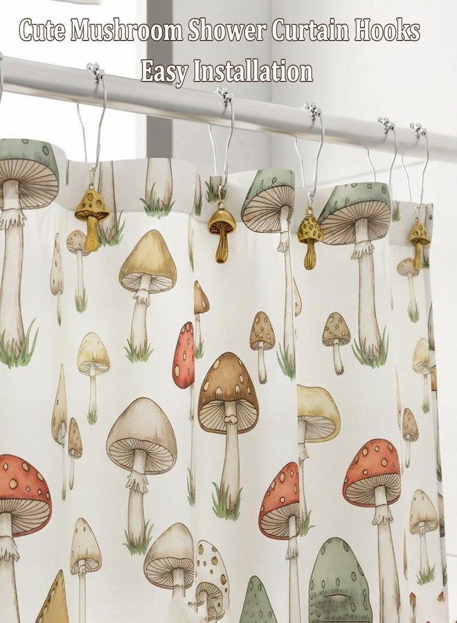Xinhw Mushroom Shower Curtain Hooks, Cottagecore Shower Curtain Hooks Decorative Mushroom Shower Curtain Rings for Cute Cottagecore Mushroom Bathroom Decor - Image 5