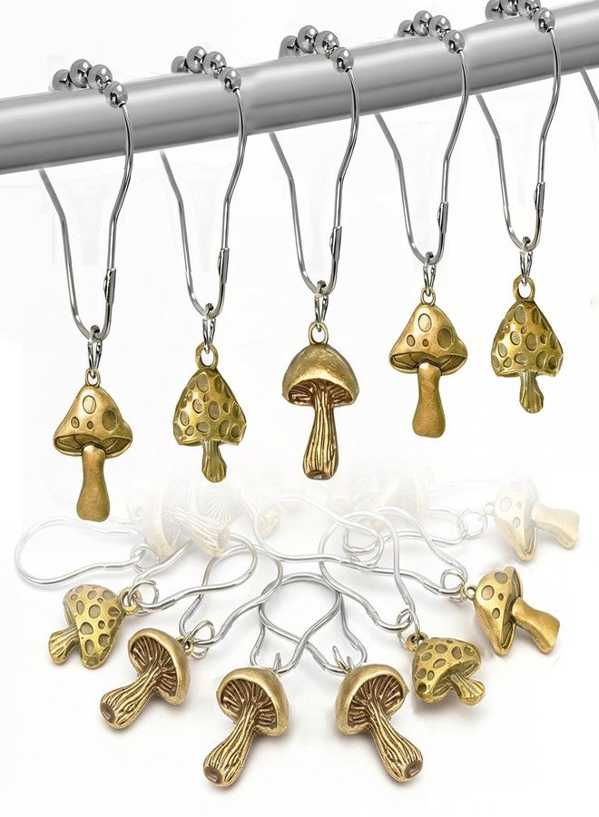 Xinhw Mushroom Shower Curtain Hooks, Cottagecore Shower Curtain Hooks Decorative Mushroom Shower Curtain Rings for Cute Cottagecore Mushroom Bathroom Decor - Image 1