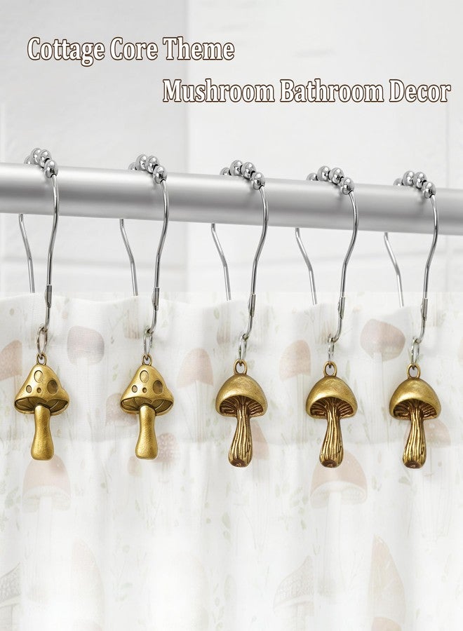 Xinhw Mushroom Shower Curtain Hooks, Cottagecore Shower Curtain Hooks Decorative Mushroom Shower Curtain Rings for Cute Cottagecore Mushroom Bathroom Decor - Image 2