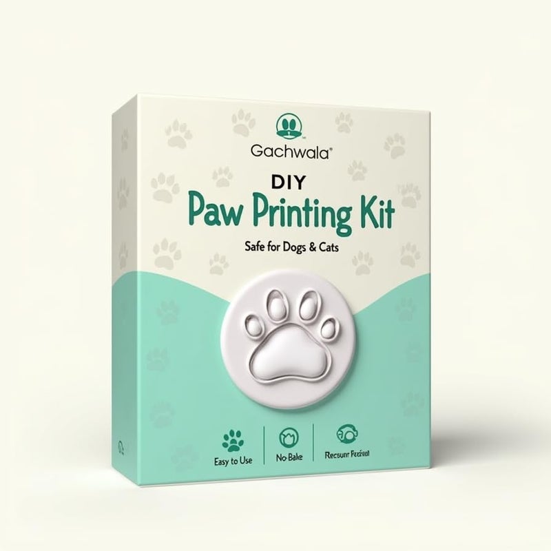 Gachwala DIY Paw Printing Kit for Dogs & Cats | Pet Paw Print Keepsake with Clay-Like Mould | No-Bake Epoxy Resin Casting Kit | Personalized Pet Memorial | Gift for New Pet Parents | Pet Crafts & Art - Image 1