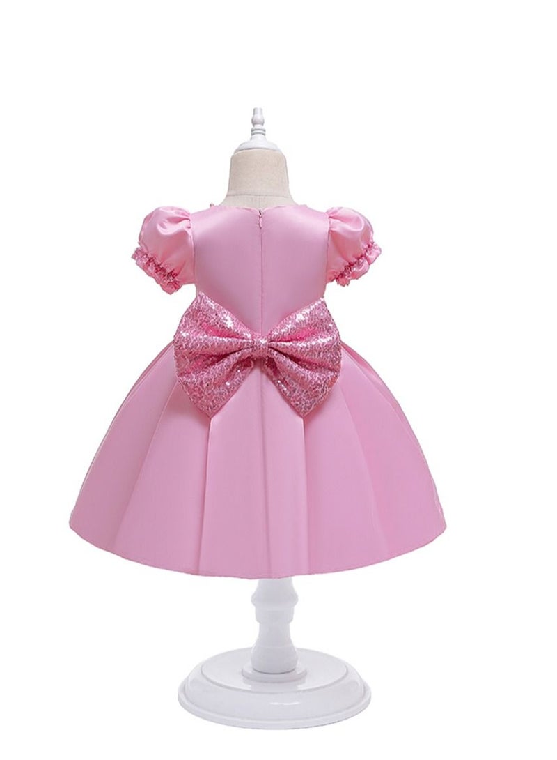 Loquat New girl skirt bow lace dress big boy evening dress PINK  - Image 2