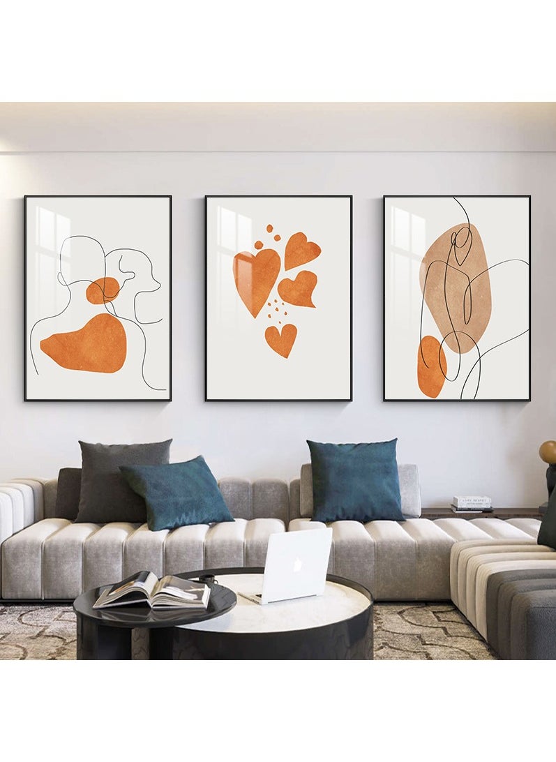 FASHION HOME 3PCS Wall Art Bright Style Minimalist Decor Modern Abstract Canvas Prints Poster Picture Framed Paintings Decorations  - Image 1