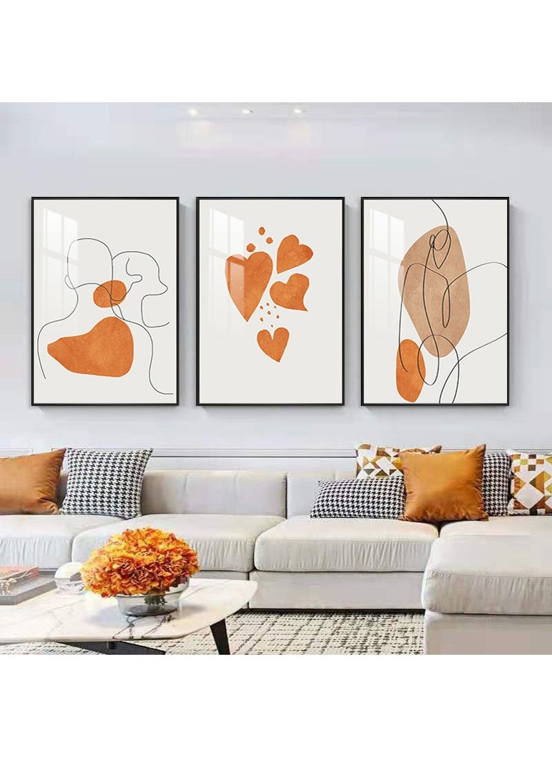 FASHION HOME 3PCS Wall Art Bright Style Minimalist Decor Modern Abstract Canvas Prints Poster Picture Framed Paintings Decorations  - Image 3