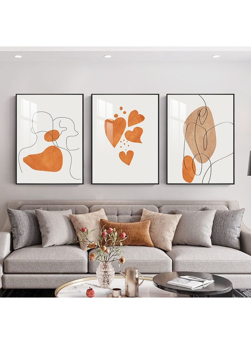 FASHION HOME 3PCS Wall Art Bright Style Minimalist Decor Modern Abstract Canvas Prints Poster Picture Framed Paintings Decorations  - Image 2