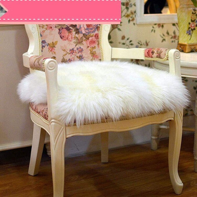 LUXURIOUS SHEEPSKIN SEAT PAD LONG WOOL SOFA CUSHION WHEEL CHAIR PAD CAR SEAT COVERSWHITE1818