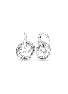 PANDORA Pandora Moments Women's Fashion Versatile Classic Cubic zirconia 925 Silver Round Eternal Earrings Gift 291156C01  - Image 1