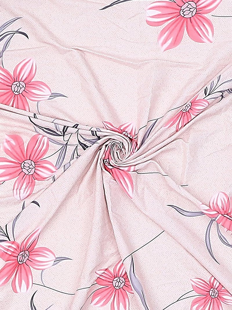 Status Contract Cotton Rich Double Bedsheet with 2 Pillow Covers for Bed Room, Home, Hotel-120 GSM (Pink, Grey & Green)_215x210 CM - Image 5