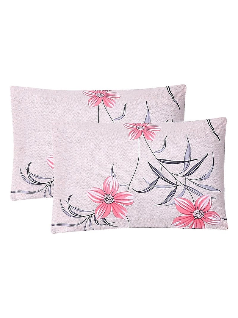 Status Contract Cotton Rich Double Bedsheet with 2 Pillow Covers for Bed Room, Home, Hotel-120 GSM (Pink, Grey & Green)_215x210 CM - Image 4