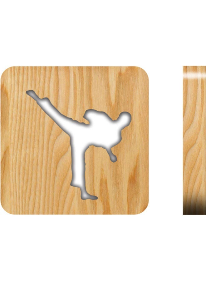 NIBEMINENT Solid Wooden Table Lamp Brown 19x19cm - Image 1