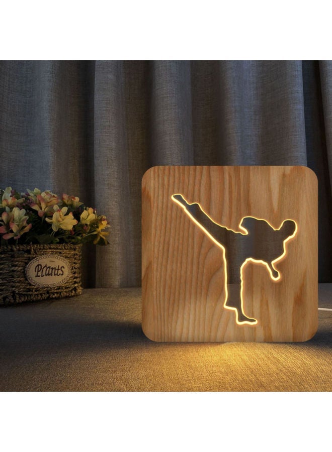 NIBEMINENT Solid Wooden Table Lamp Brown 19x19cm - Image 5