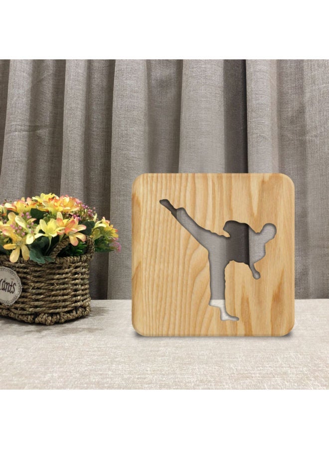 NIBEMINENT Solid Wooden Table Lamp Brown 19x19cm - Image 3