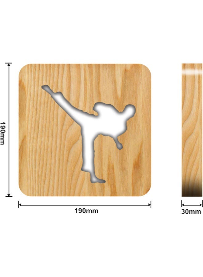 NIBEMINENT Solid Wooden Table Lamp Brown 19x19cm - Image 2