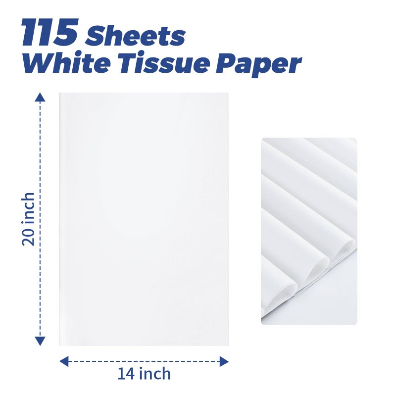 Simetufy White Tissue Paper for Gift Bags, 115 Sheets of 14 x 20 Inches White Wrapping Paper, Gift Wrapping Tissue Paper Bulk for Crafts, Holiday, Birthday, Christmas, Party Decor and DIY Crafts - Image 3