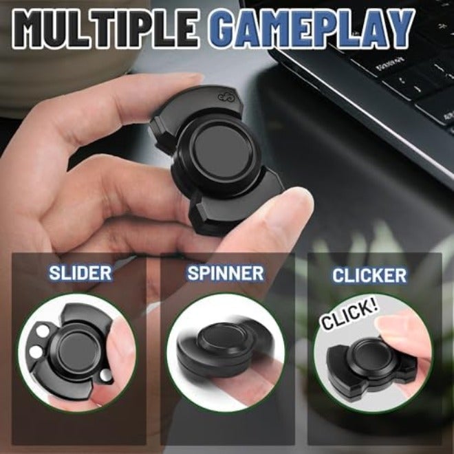 Chilvil 3-in-1 Metal Fidget Spinner Toy for Adults - Stress Relief, ADHD Gift, Silver - Image 5