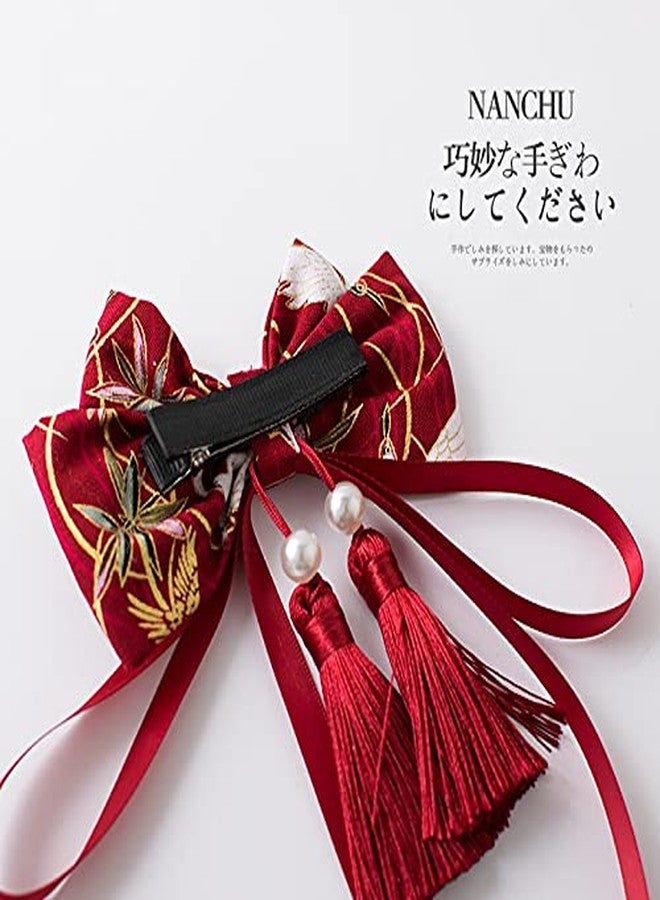CRIZAN Chinese Style Bows Tassels Hair Clips Barrettes Hanfu Hair Accessories Red For Girls Women Festival - Image 5
