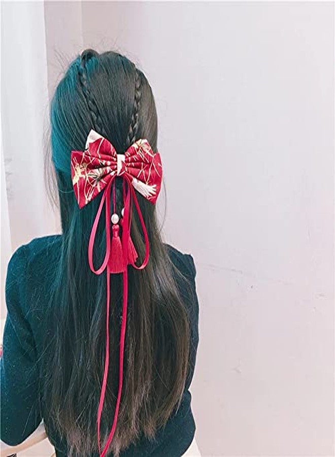 CRIZAN Chinese Style Bows Tassels Hair Clips Barrettes Hanfu Hair Accessories Red For Girls Women Festival - Image 4