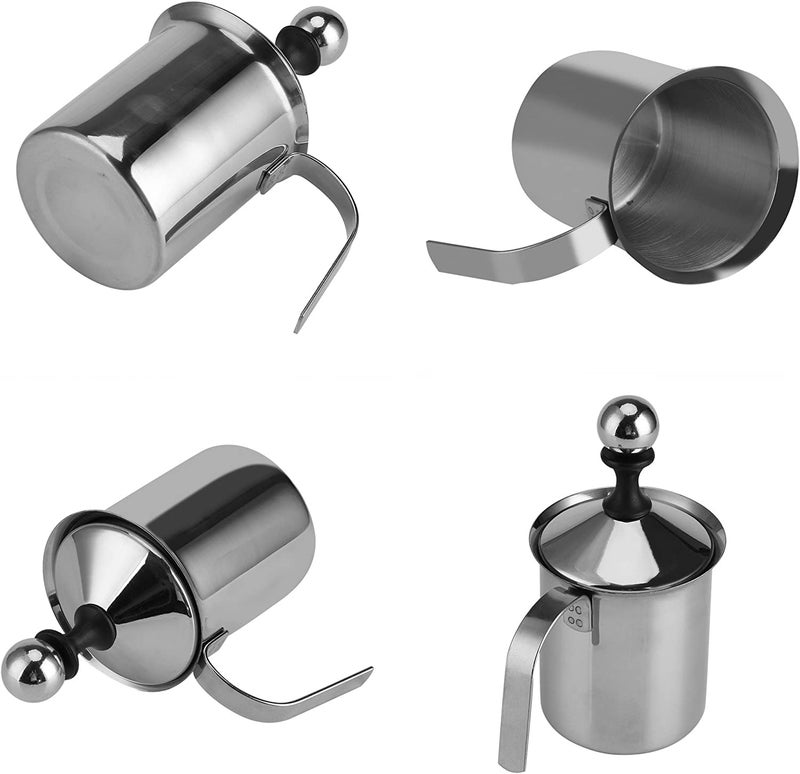 moxly Stainless Steel Coffee & Milk Frother Manual Blender & Beater with Double Froth Pump, Handle & Lid for Hot & Cold Cappuccinos & Lattes (800 ml) - Image 4