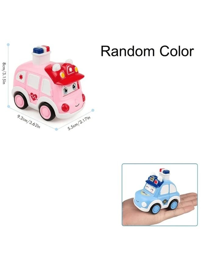 Blue Pink 2pcs Press and Go Vehicle Toy Set Toddler Car Ambulance Police Fire Truck - Image 1