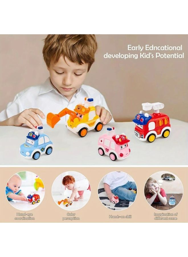 Blue Pink 2pcs Press and Go Vehicle Toy Set Toddler Car Ambulance Police Fire Truck - Image 5