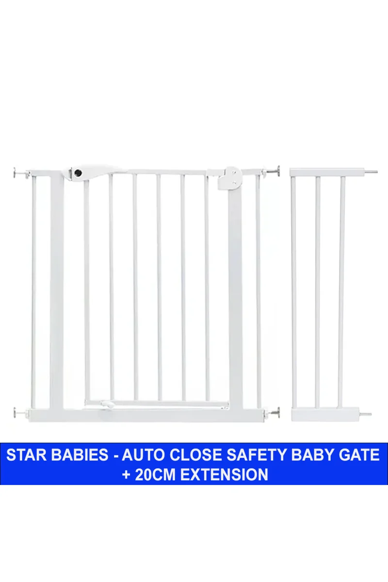 STAR BABiES Star Babies - Auto-Close Safety Baby Gate - 75-84cm + 20cm Extension Kit