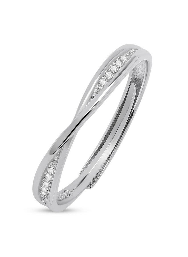 ZAVYA 925 Sterling Silver Designer Cubic Zirconia CZ Rhodium Plated Adjustable Ring | Gift for Women & Girls | With Certificate of Authenticity & 925 Hallmark - Image 1