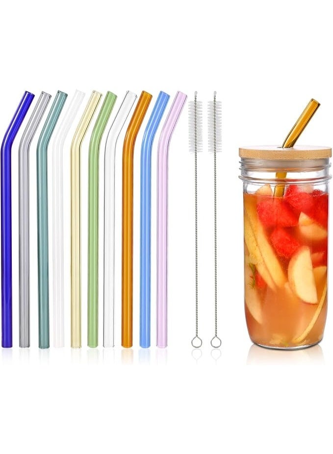 PROMASS 10 Pcs Reusable Glass Smoothie Straws,9.05''x10 mm Glass Drinking Straws - Image 1