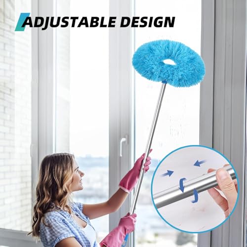 DRQ Ceiling Fan Cleaner Duster, 2 Pack Reusable Microfiber Duster with Extension Pole, 13 to 48 Inch Fan Blade Cleaner, Removable Dusters for Cleaning Walls Bookshelves Door Window Top (Blue) - Image 4
