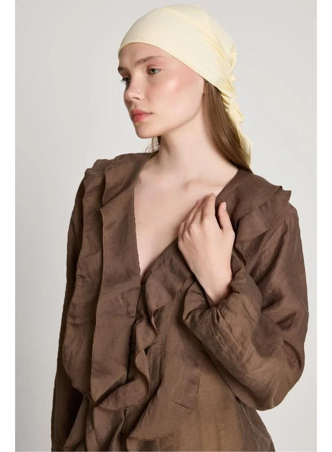 mina aise Esmee Ruffled Blouse Coffee 29165