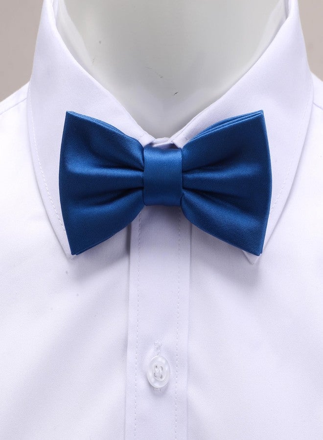 fortunatever Boys Solid Pre-tied Bow Ties,Royal Blue Adjustable Tuxedo Bowtie For Boy With Multiple Colors+Pocket Square (11''-18'') - Image 3